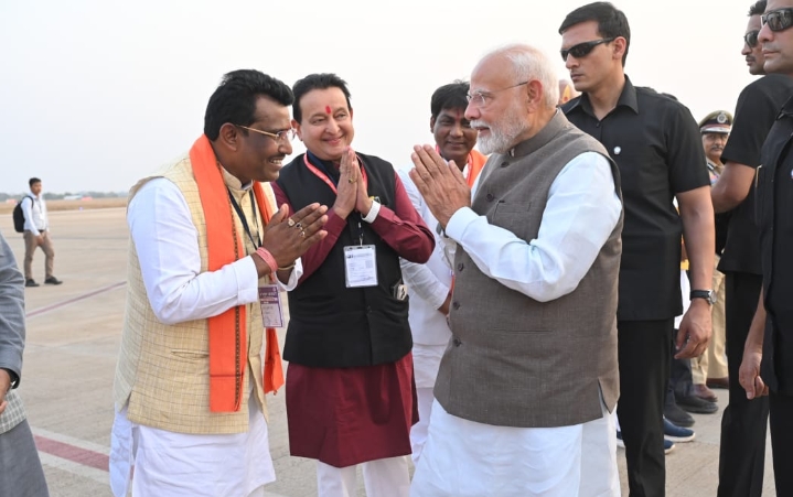 छत्तीसगढ़ की पावन धरा पर प्रधानमंत्री नरेंद्र मोदी का स्वागत